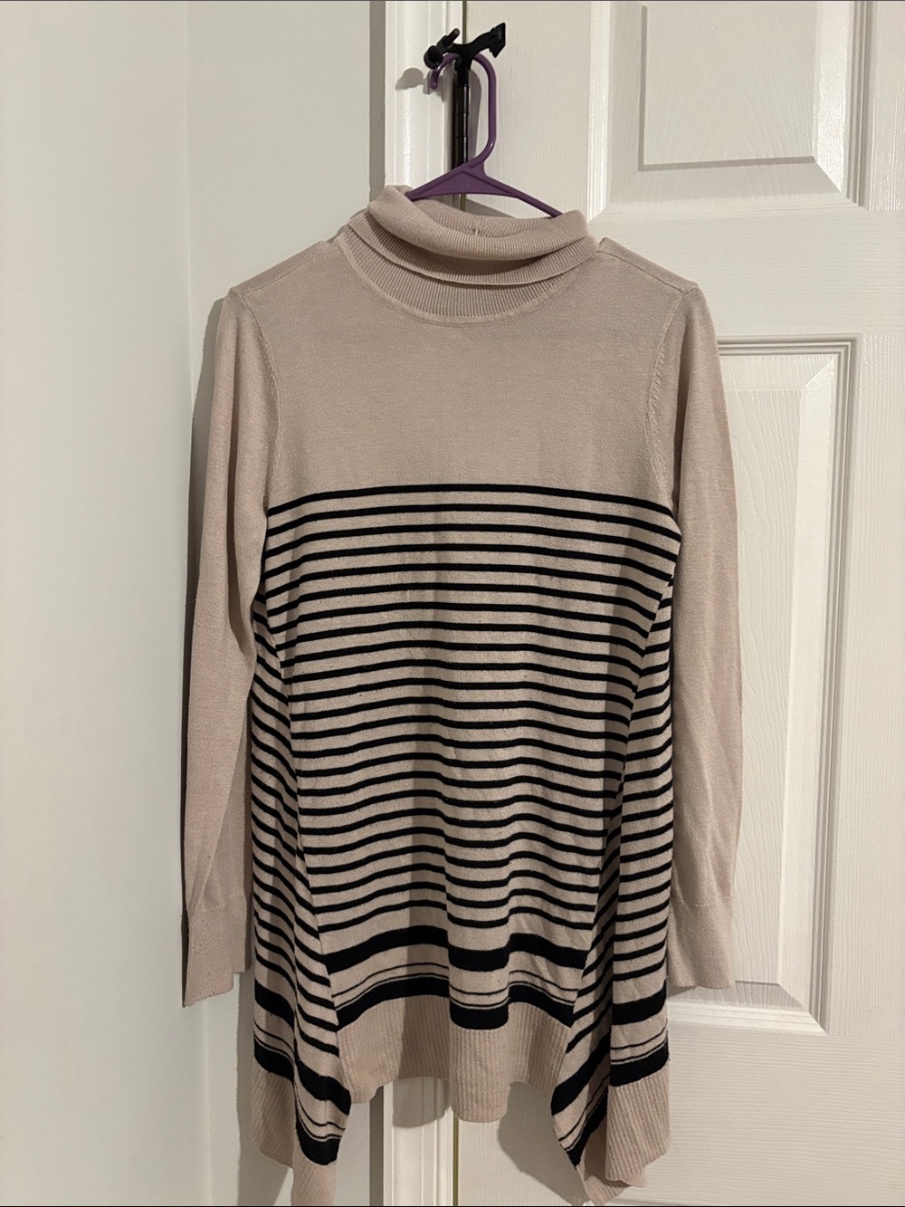 Apt. 9 Cream and Black Striped Turtleneck Sweater